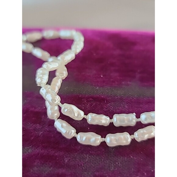 Faux Rice Pearl Beaded Necklace Vintage - Picture 6 of 10